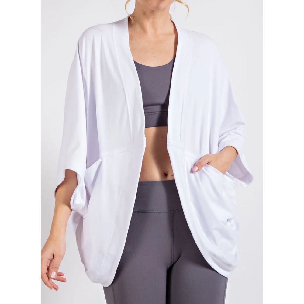 Rae Mode Butter Cocoon Cardigan Womens Small White Excellent Batwing Pockets